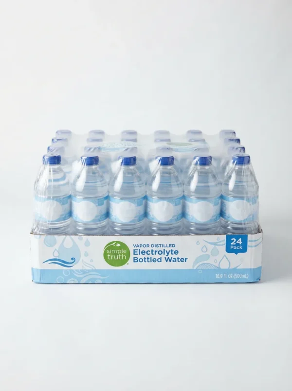 The primary product shot of a 24-pack of Simple Truth Vapor Distilled Electrolyte Bottled Water.